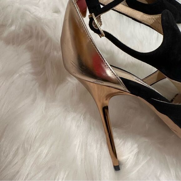 Jimmy Choo Tida Suede Cutout Sandals in Black Suede - Picture 9 of 15